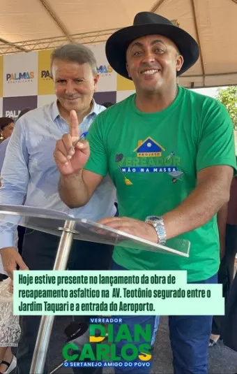 Dian Carlos marca presença no lançamento dos serviços de recapeamento asfáltico na Av. Teotônio Segurado